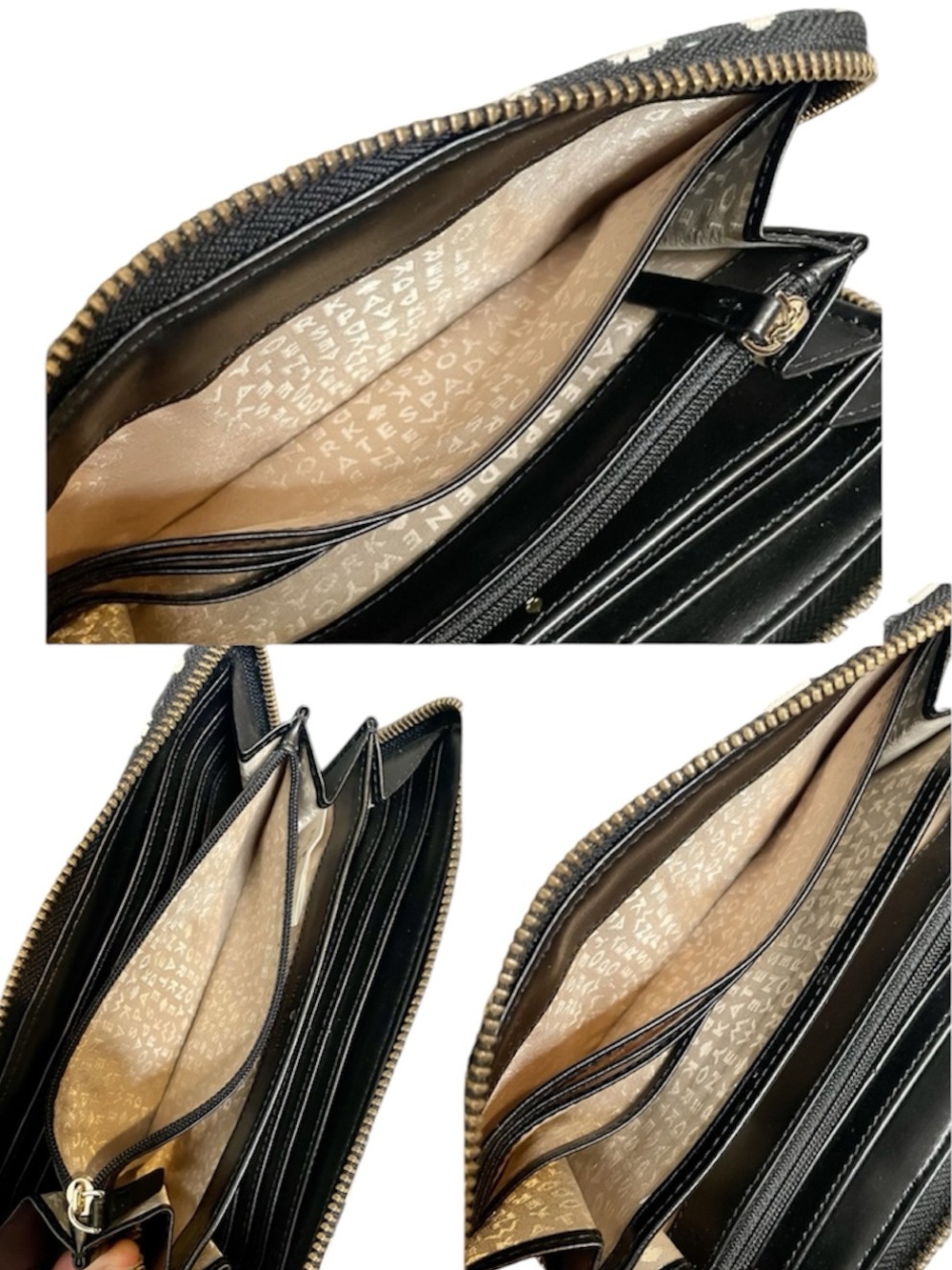 Kate Spade Varsity Stripe Black White Floral Spade Long Wallet - Picture 6 of 8